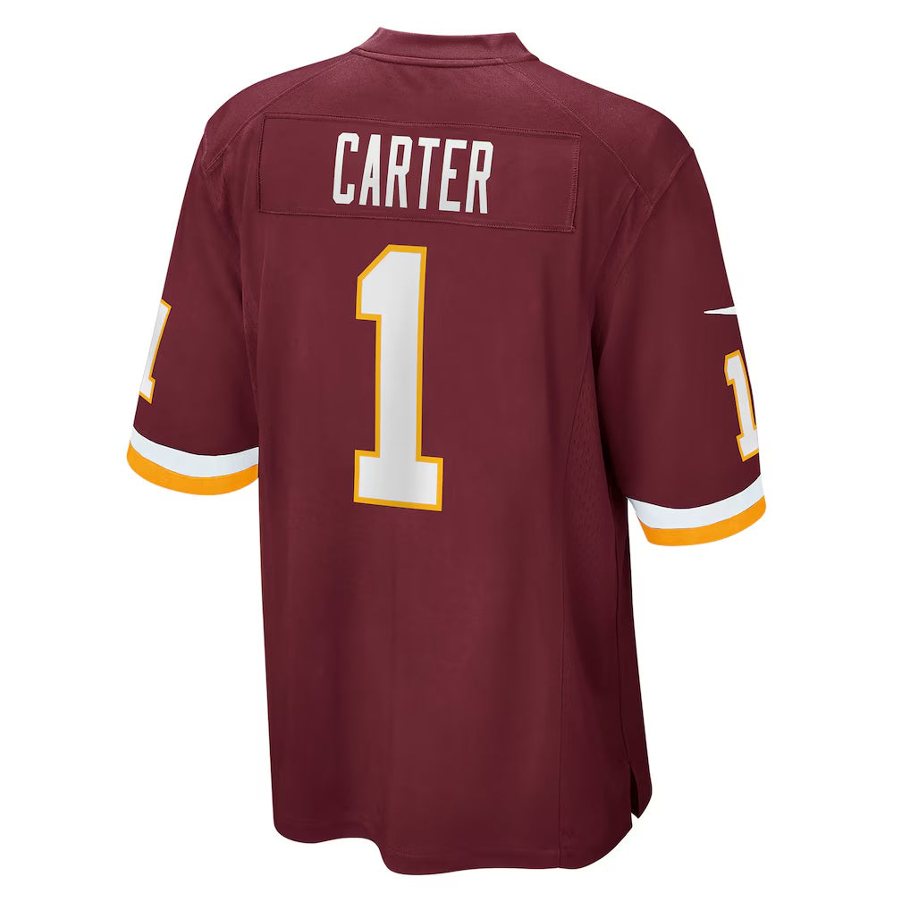 W.Football Team #1 DeAndre Carter Burgundy Jereymy Player Game Jersey