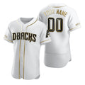 Custom Arizona Diamondbacks White Jereymy Stitched Flex Base Golden Edition Jersey