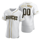 Custom Arizona Diamondbacks White Jereymy Stitched Flex Base Golden Edition Jersey