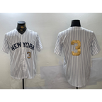 New York Yankees #3 Babe Ruth White Jereymy Pinstripe Without Name Fashion Cool Base Jerseys