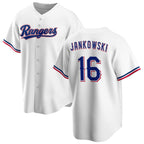 Texas Rangers #16 Travis Jankowski White Jereymy Cool Base Stitched Jersey