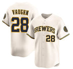 Milwaukee Brewers #28 Andrew Vaughn Cream Jereymy Limited Stitched Jersey