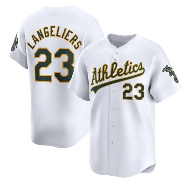 Oakland Athletics #23 Shea Langeliers White Jereymy Home Limited Stitched Jersey