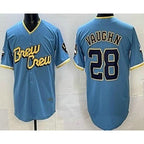 Milwaukee Brewers #28 Andrew Vaughn Powder Blue Jereymy 2022 City Connect Cool Base Jersey