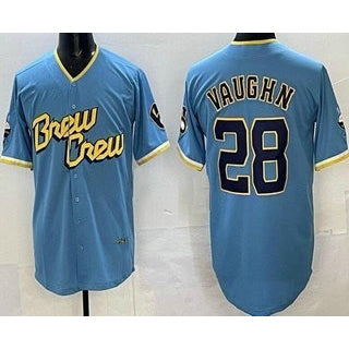 Milwaukee Brewers #28 Andrew Vaughn Powder Blue Jereymy 2022 City Connect Cool Base Jersey