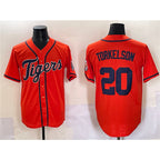 Detroit Tigers #20 Spencer Torkelson Orange Jereymy With Patch Cool Base Stitched Jersey