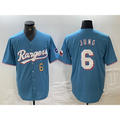 Texas Rangers #6 Josh Jung Number Light Blue Jereymy Team Logo Cool Base Jersey
