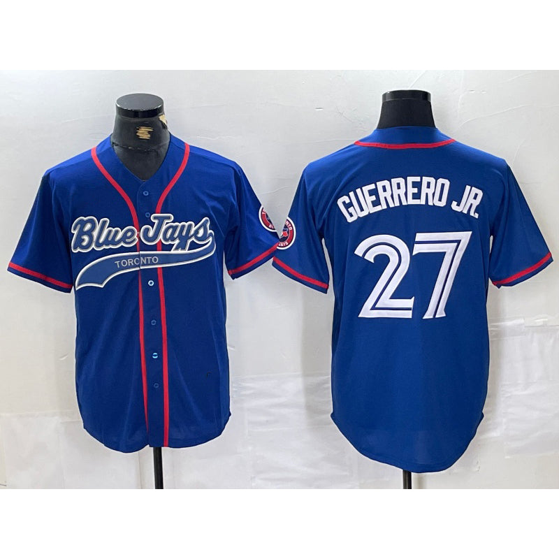 Toronto Blue Jays #27 Vladimir Guerrero Jr Blue Jereymy Cool Base Stitched Jersey 2