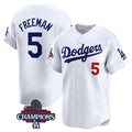 Los Angeles Dodgers #5 Freddie Freeman White Jereymy 2024 World Series Champions Home Limited Stitched Jersey