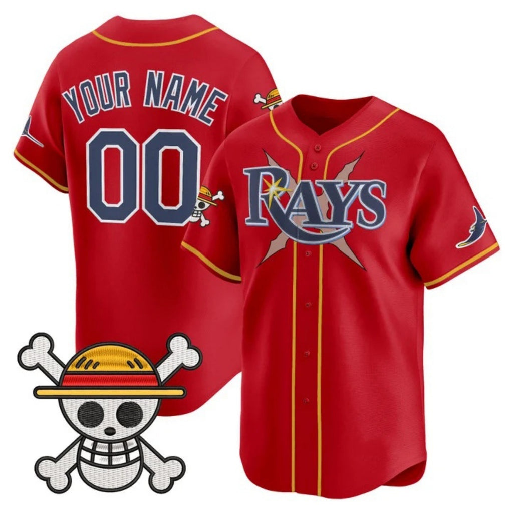 Custom Tampa Bay Rays x One Piece Red Jereymy Vapor Premier Limited Jersey - Stitched