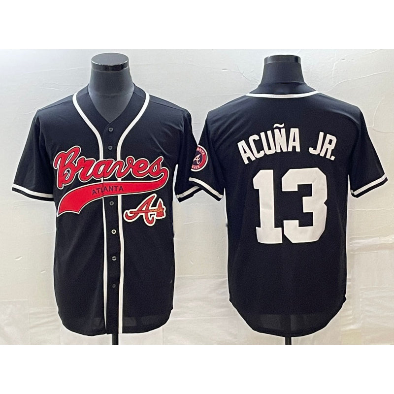 Atlanta Braves #13 Ronald Acuna Jr Black Jereymy Cool Base Stitched Jersey