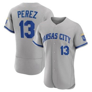 Kansas City Royals #13 Salvador Perez Grey Jereymy Flex Base Stitched Jersey