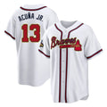 Atlanta Braves #13 Ronald Acuna Jr Player White Gold Jereymy Home Game Stitched Jerseys