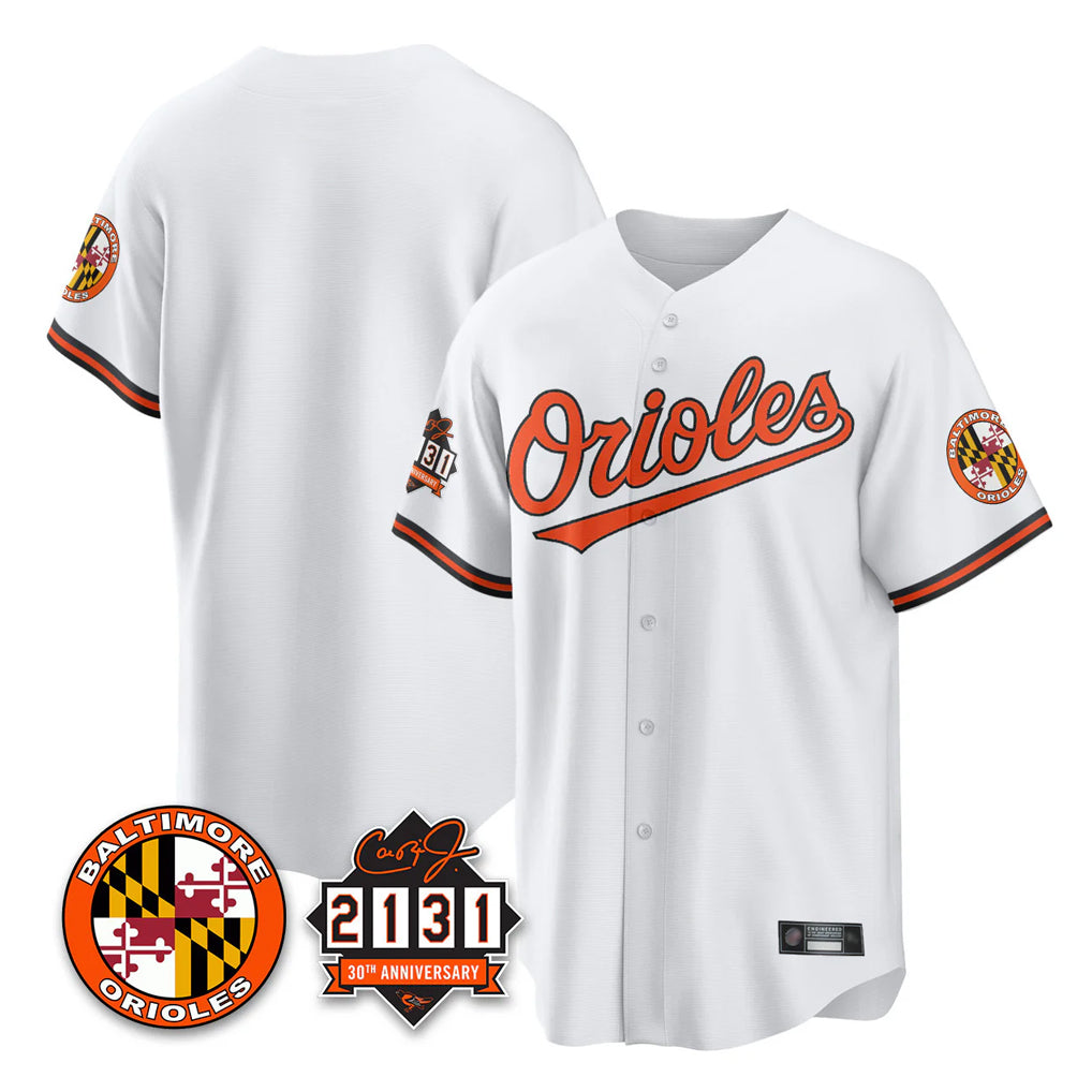 Baltimore Orioles White Jereymy 30th Anniversary of 2131 Home Game Blank Player Stitched Jerseys