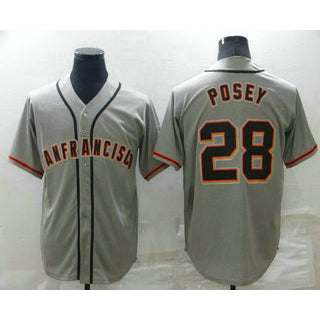 San Francisco Giants #28 Buster Posey Grey Jereymy Stitched Cool Base Jersey