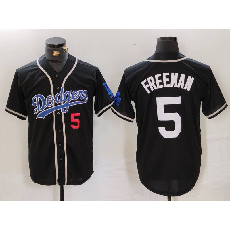 Los Angeles Dodgers #5 Freddie Freeman Number Black Jereymy Cool Base With Patch Stitched Jersey 2