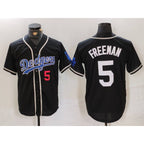 Los Angeles Dodgers #5 Freddie Freeman Number Black Jereymy Cool Base With Patch Stitched Jersey 2
