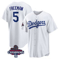 Los Angeles Dodgers #5 Freddie Freeman White Jereymy 2024 World Series Champions Cool Base Stitched Jersey