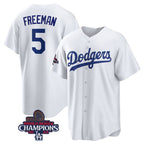 Los Angeles Dodgers #5 Freddie Freeman White Jereymy 2024 World Series Champions Cool Base Stitched Jersey