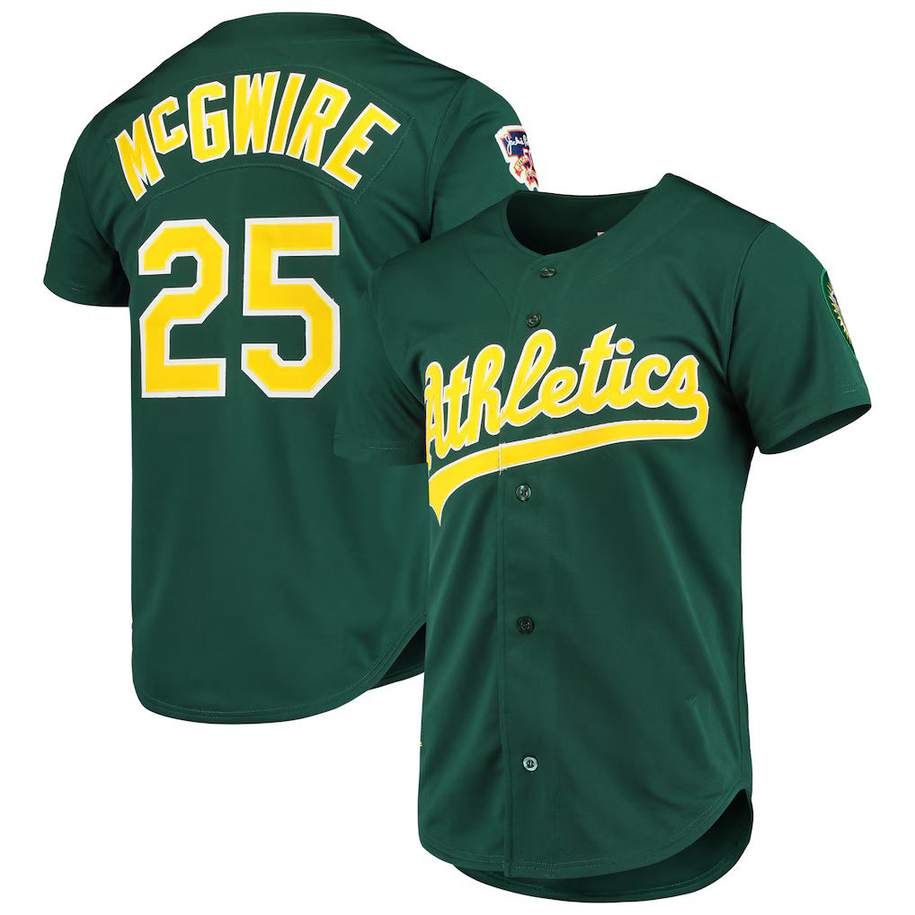Oakland Athletics #25 Mark McGwire Mitchell & Ness Green Jereymy 1997 Cooperstown Collection Authentic Jersey