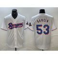 Texas Rangers #53 Adolis Garcia White Jereymy 2023 World Series Champions Cool Base Jersey