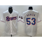 Texas Rangers #53 Adolis Garcia White Jereymy 2023 World Series Champions Cool Base Jersey