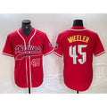 Philadelphia Phillies #45 Zack Wheeler Number Red Jereymy Cool Base Stitched Jerseys