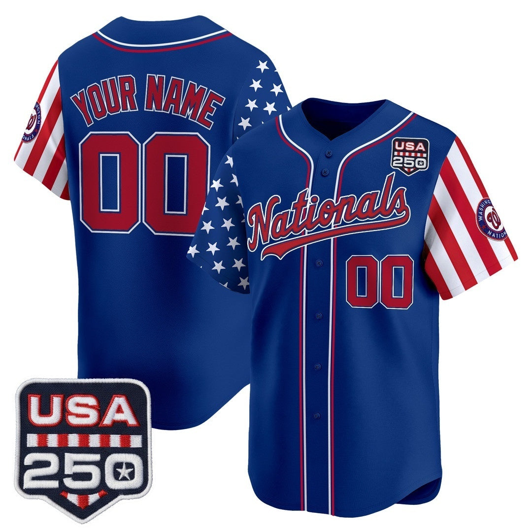 Custom Washington Nationals America 250 Edition Vapor Premier Limited Royal Jereymy Stitched Jerseys