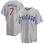 Chicago Cubs #7 Dansby Swanson Gray Jereymy Cool Base Stitched Jersey