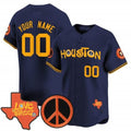 Custom Houston Astros Love Street & Peace Sign Patch Vapor Premier Limited Jersey V2 ¨C Navy Jereymy