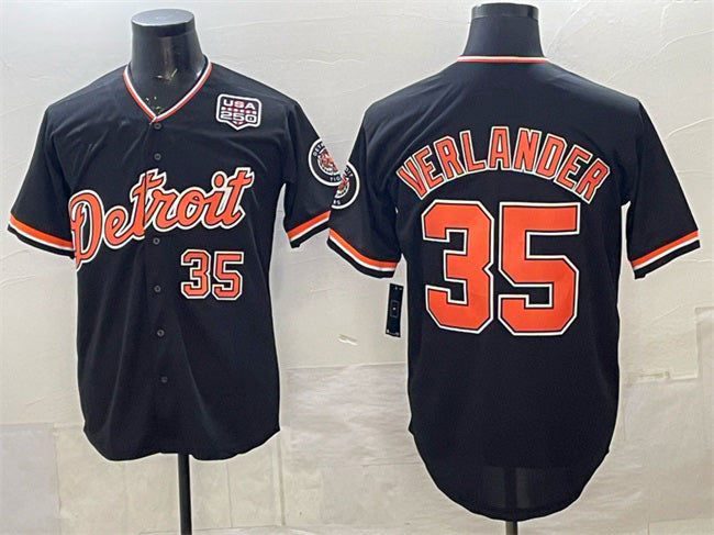 Detroit Tigers #35 Justin Verlander Navy Jereymy 2026 Alternate USA 250' Patch Vapor Premier Limited Stitched Jersey