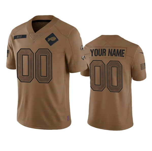 Custom B.Bills Active Player 2023 Brown Jereymy Salute To Service Limited Stitched Jersey