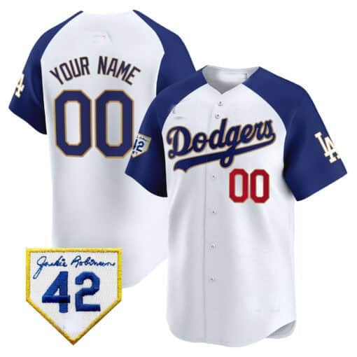 Custom Los Angeles Dodgers 2024 Jackie Robinson Patch Vapor Premier Limited Jersey ¨C White 2 Jereymy