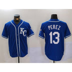 Kansas City Royals #13 Salvador Perez Blue Jereymy KC Cool Base Stitched Jersey