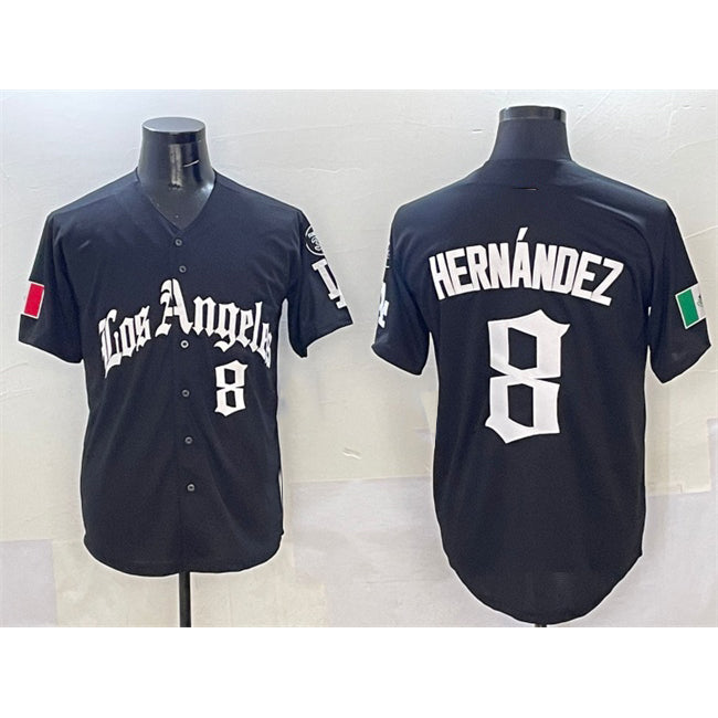 Los Angeles Dodgers #8 Enrique Hernandez Black Jereymy Mexico 2025 LA Gothic Style With Fernando Patch Vapor Premier Limited Stitched Jersey