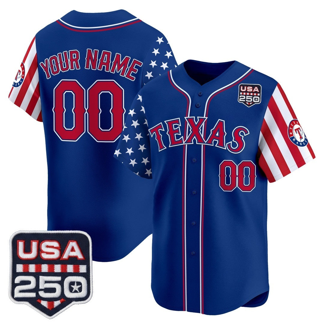 Custom Texas Rangers America 250 Edition Vapor Premier Limited Royal Jereymy Stitched Jerseys