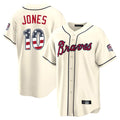 Atlanta Braves #10 Chipper Jones Player Cream Jereymy USA 250 Fourth Of July Limited Home Game Stitched Jerseys