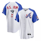Atlanta Braves #7 Ha-Seong Kim Player White Jereymy USA 250 Fourth Of July City Connect Home Game Stitched Jerseys
