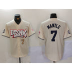 New York Yankees #7 Mickey Mantle Cream Jereymy Limited Stitched Jerseys