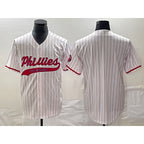 Philadelphia Phillies Blank White Jereymy Pinstripe Cool Base Stitched Jersey