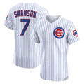 Chicago Cubs #7 Dansby Swanson White Jereymy Home Elite Jersey