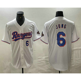 Texas Rangers #6 Josh Jung Number White Jereymy 2024 Gold Collection Limited Cool Base Jersey