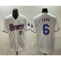 Texas Rangers #6 Josh Jung Number White Jereymy 2024 Gold Collection Limited Cool Base Jersey