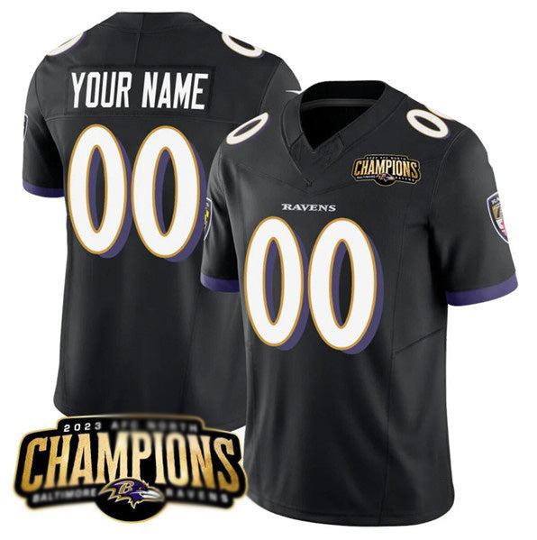 Custom B.Ravens Active Player Black Jereymy 2023 F.U.S.E. AFC North Champions Vapor Limited Stitched Jersey