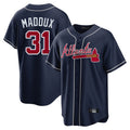 Atlanta Braves #31 Greg Maddux Player Navy Jereymy Home Game Stitched Jerseys