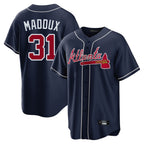 Atlanta Braves #31 Greg Maddux Player Navy Jereymy Home Game Stitched Jerseys