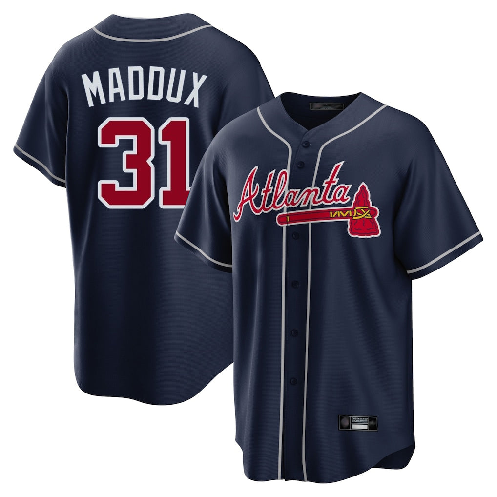Atlanta Braves #31 Greg Maddux Player Navy Jereymy Home Game Stitched Jerseys