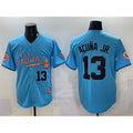 Atlanta Braves #13 Ronald Acuna Jr. Blue Jereymy 2024 Atliens & Peach With Outkast Patch Vapor Limited Stitched Jersey