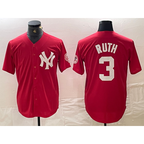 New York Yankees #3 Babe Ruth Red Jereymy Fashion Cool Base Jersey