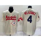 Los Angeles Angels #4 Andrew Velazquez Number Cream Jereymy 2022 City Connect Cool Base Stitched Jersey